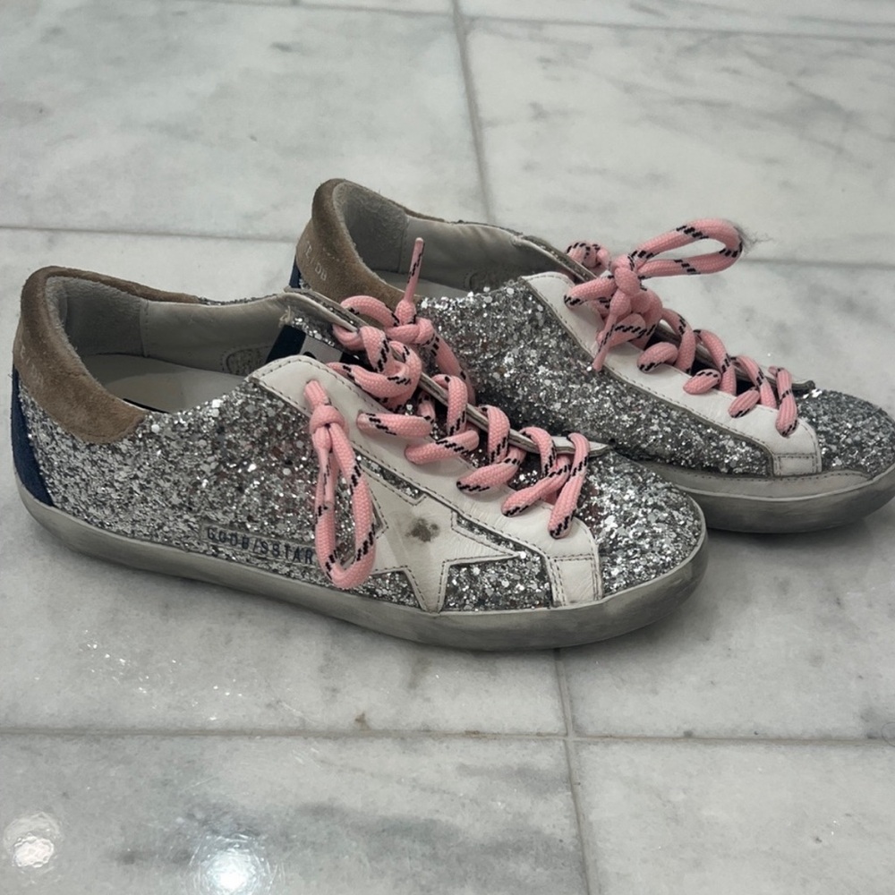 Golden Goose Superstars Silver Glitter Size: 35